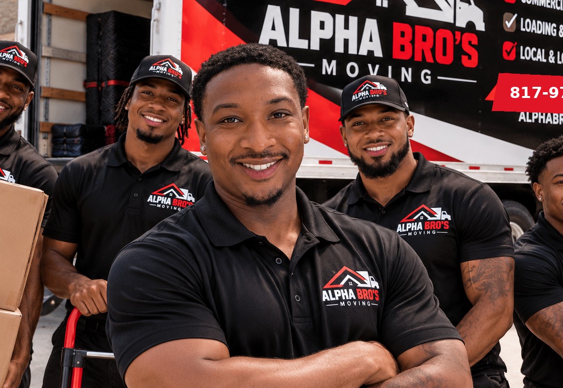 Alpha Bro’s Moving team members wearing company shirts